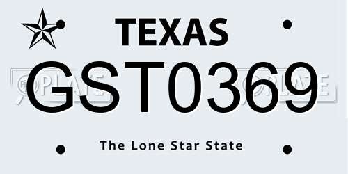 GST0369 Texas License Plate