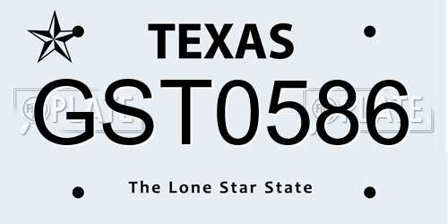 GST0586 Texas License Plate