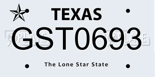 GST0693 Texas License Plate