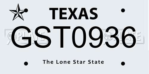 GST0936 Texas License Plate