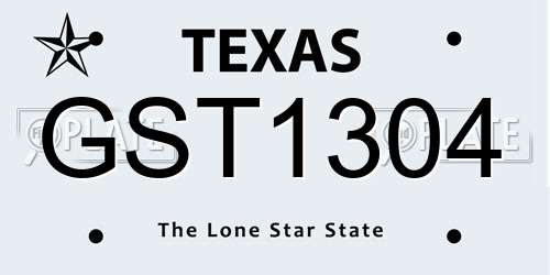 GST1304 Texas License Plate