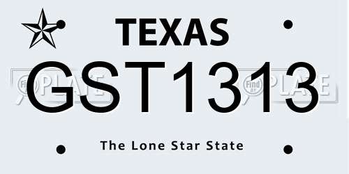 GST1313 Texas License Plate