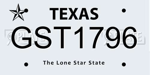 GST1796 Texas License Plate
