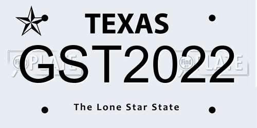 GST2022 Texas License Plate