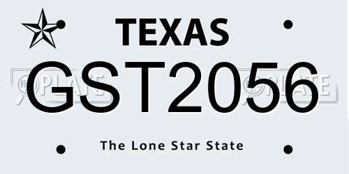 GST2056 Texas License Plate