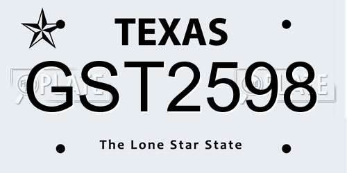 GST2598 Texas License Plate