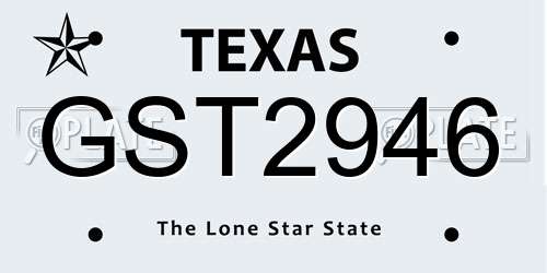 GST2946 Texas License Plate