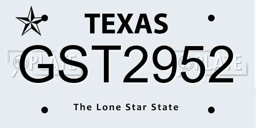 GST2952 Texas License Plate