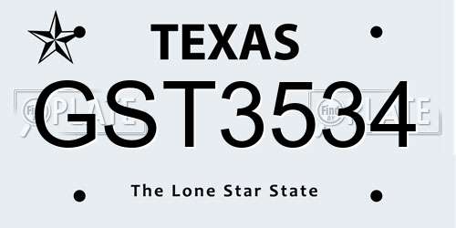 GST3534 Texas License Plate