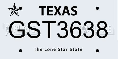 GST3638 Texas License Plate