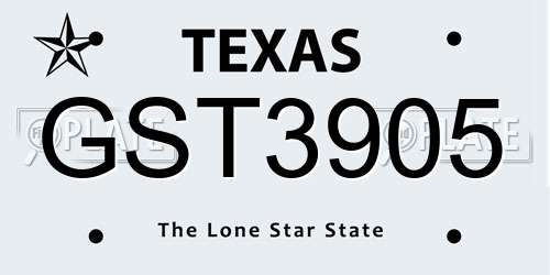 GST3905 Texas License Plate