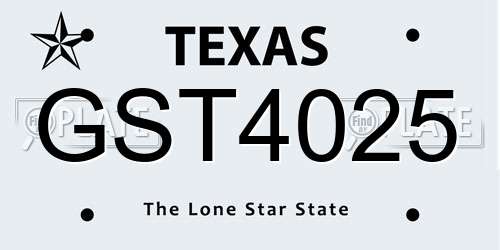 GST4025 Texas License Plate