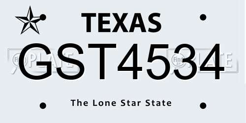 GST4534 Texas License Plate