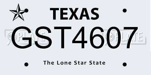 GST4607 Texas License Plate