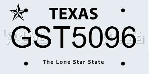 GST5096 Texas License Plate