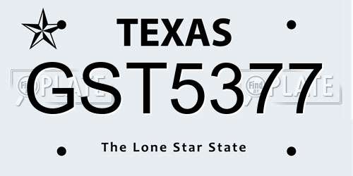 GST5377 Texas License Plate