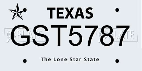 GST5787 Texas License Plate
