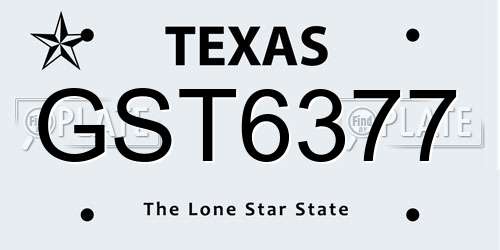GST6377 Texas License Plate