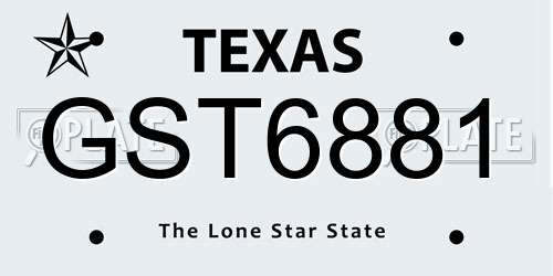 GST6881 Texas License Plate