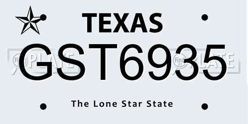 GST6935 Texas License Plate