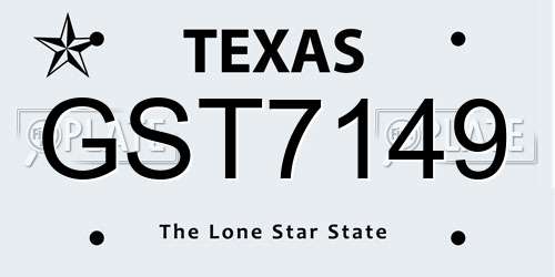 GST7149 Texas License Plate