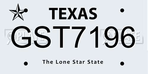 GST7196 Texas License Plate