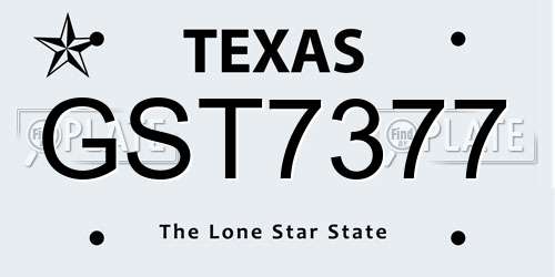 GST7377 Texas License Plate
