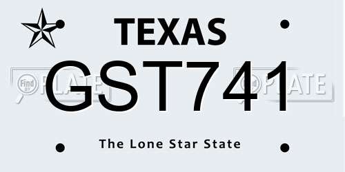 GST741 Texas License Plate