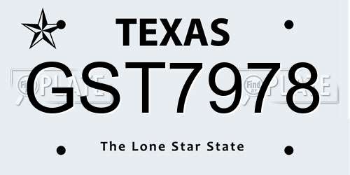 GST7978 Texas License Plate