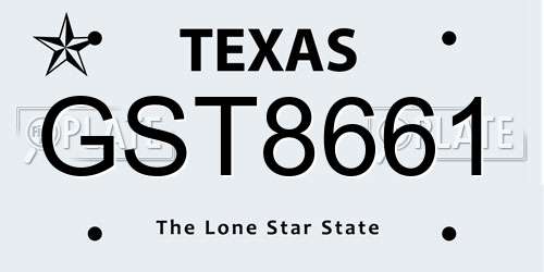 GST8661 Texas License Plate