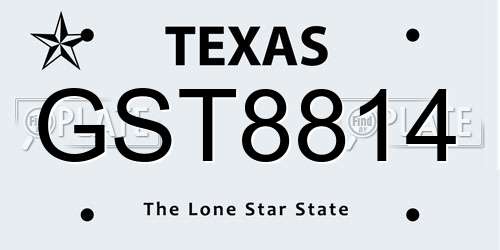 GST8814 Texas License Plate