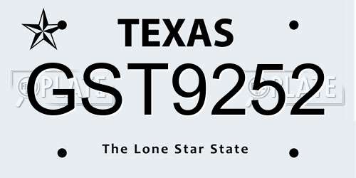GST9252 Texas License Plate