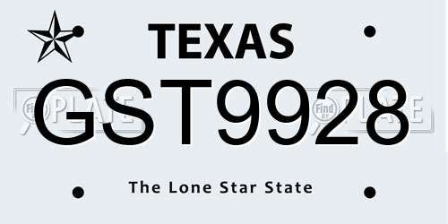 GST9928 Texas License Plate