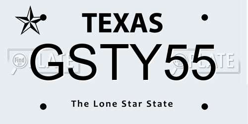 GSTY55 Texas License Plate