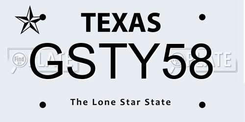 GSTY58 Texas License Plate