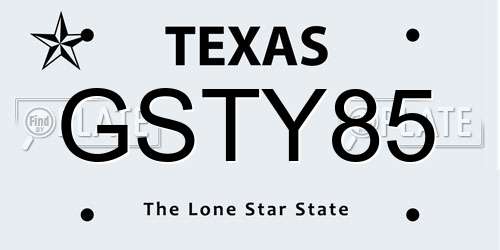 GSTY85 Texas License Plate