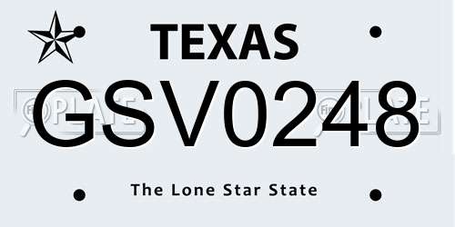 GSV0248 Texas License Plate