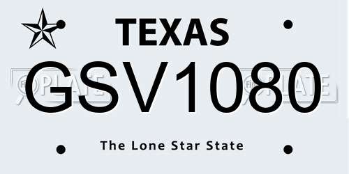 GSV1080 Texas License Plate