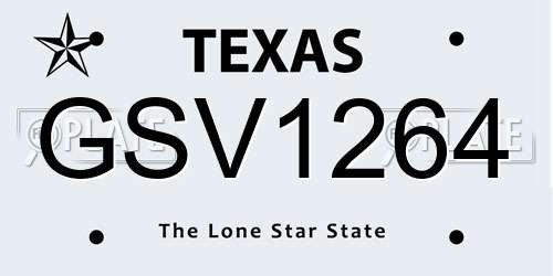 GSV1264 Texas License Plate