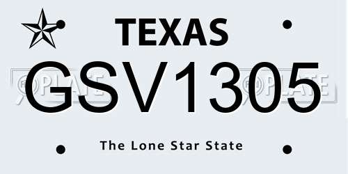GSV1305 Texas License Plate