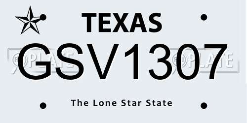 GSV1307 Texas License Plate