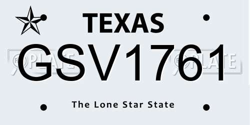 GSV1761 Texas License Plate