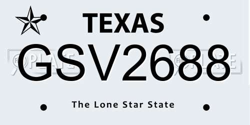 GSV2688 Texas License Plate