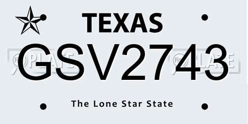 GSV2743 Texas License Plate