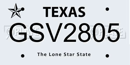 GSV2805 Texas License Plate