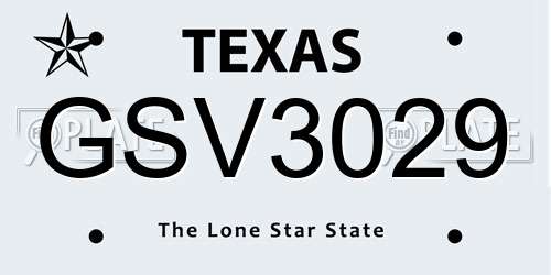 GSV3029 Texas License Plate