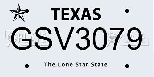 GSV3079 Texas License Plate
