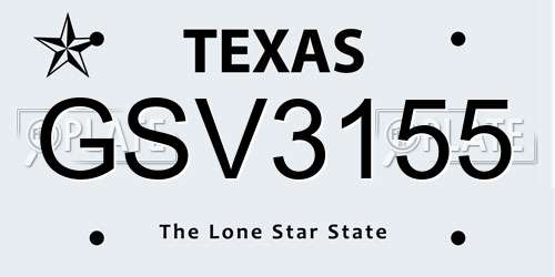 GSV3155 Texas License Plate