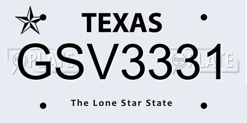 GSV3331 Texas License Plate