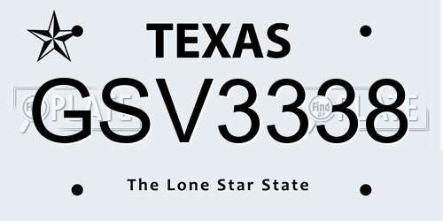 GSV3338 Texas License Plate